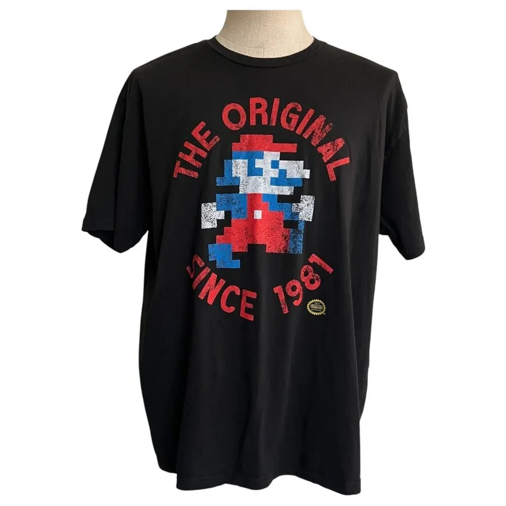 Nintendo Super Mario Bros T Shirt The Original Since 1981 Graphic Black 2XL Mens - Picture 2 of 6